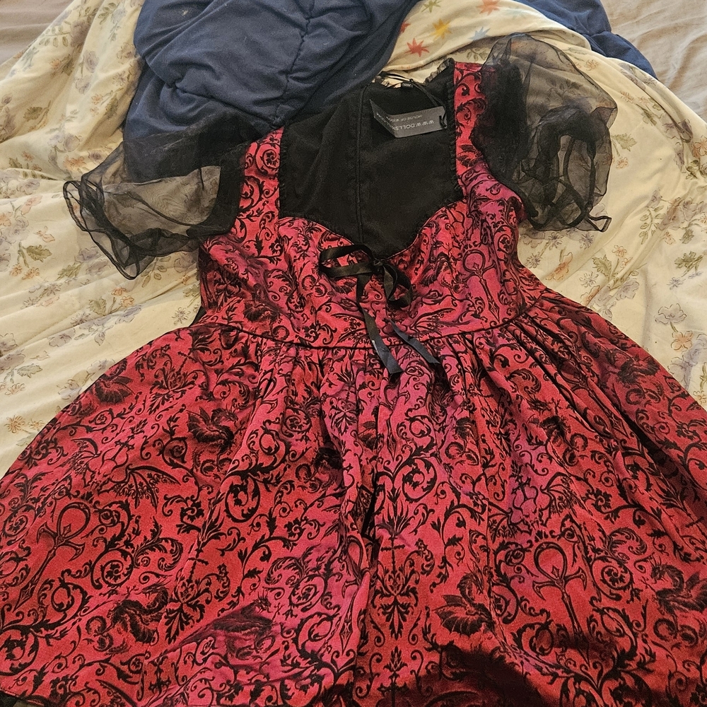 DOLLS KILL WIDOW RED AND BLACK BROCADE DRESS!! NWT! XXL